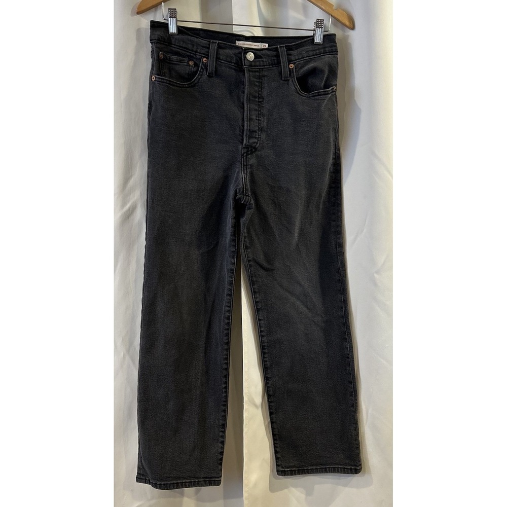 Levi's Womens Ribcage Straight Ankle Jeans Size 29 Black High Rise‎